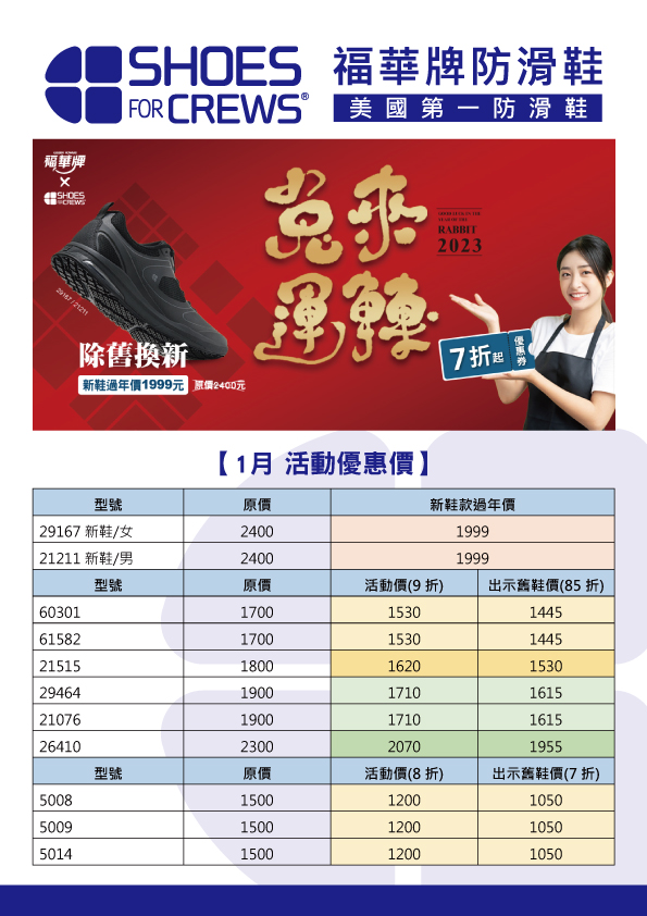 1月防滑鞋價格表-A4DM